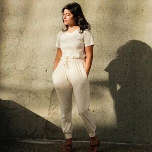 Harvest and Mill Organic Jogger Pants Natural Cream Small